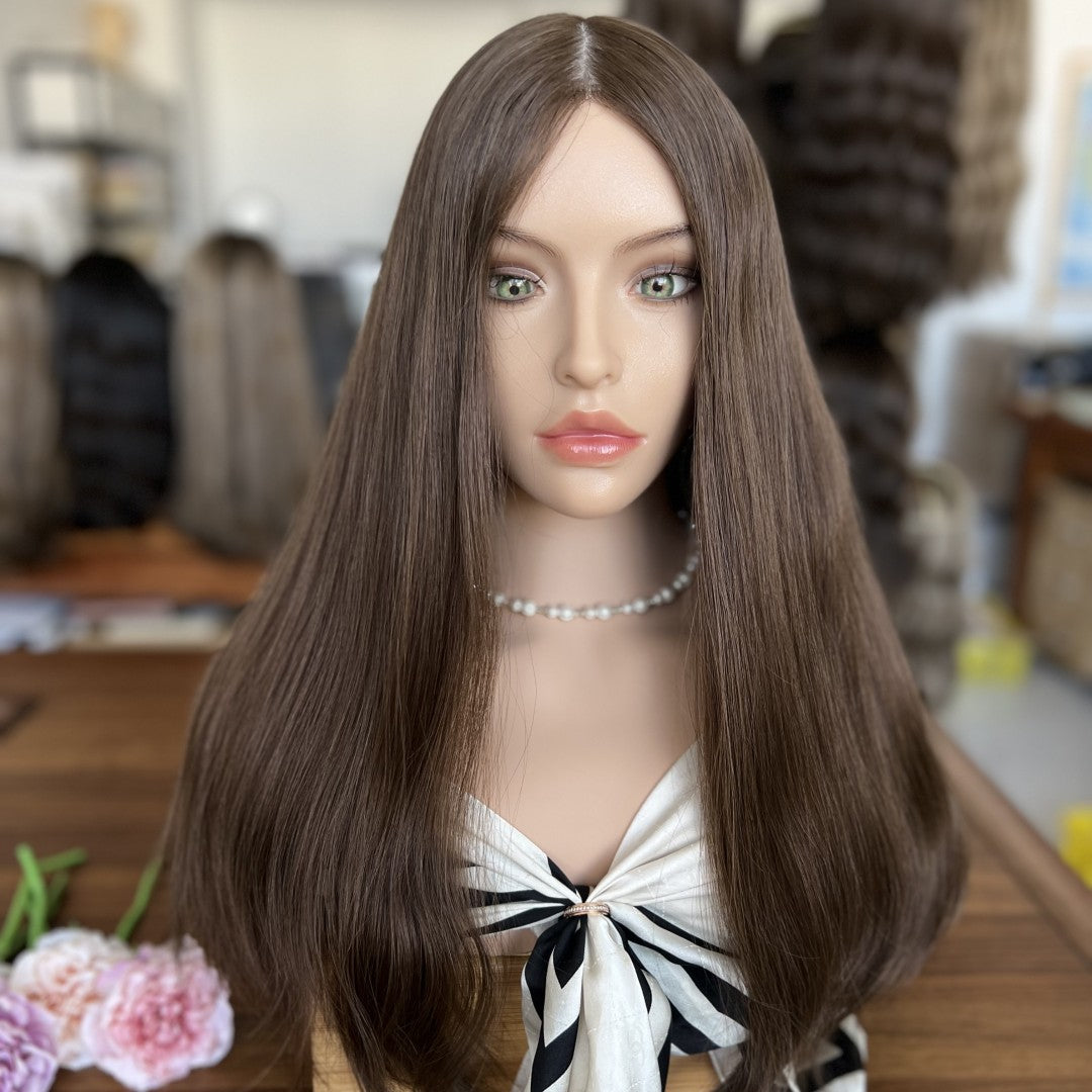 Customized Skin Top Wig – European Hair #4 (Medium Brown)