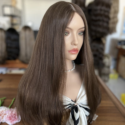 Customized Skin Top Wig – European Hair #4 (Medium Brown)