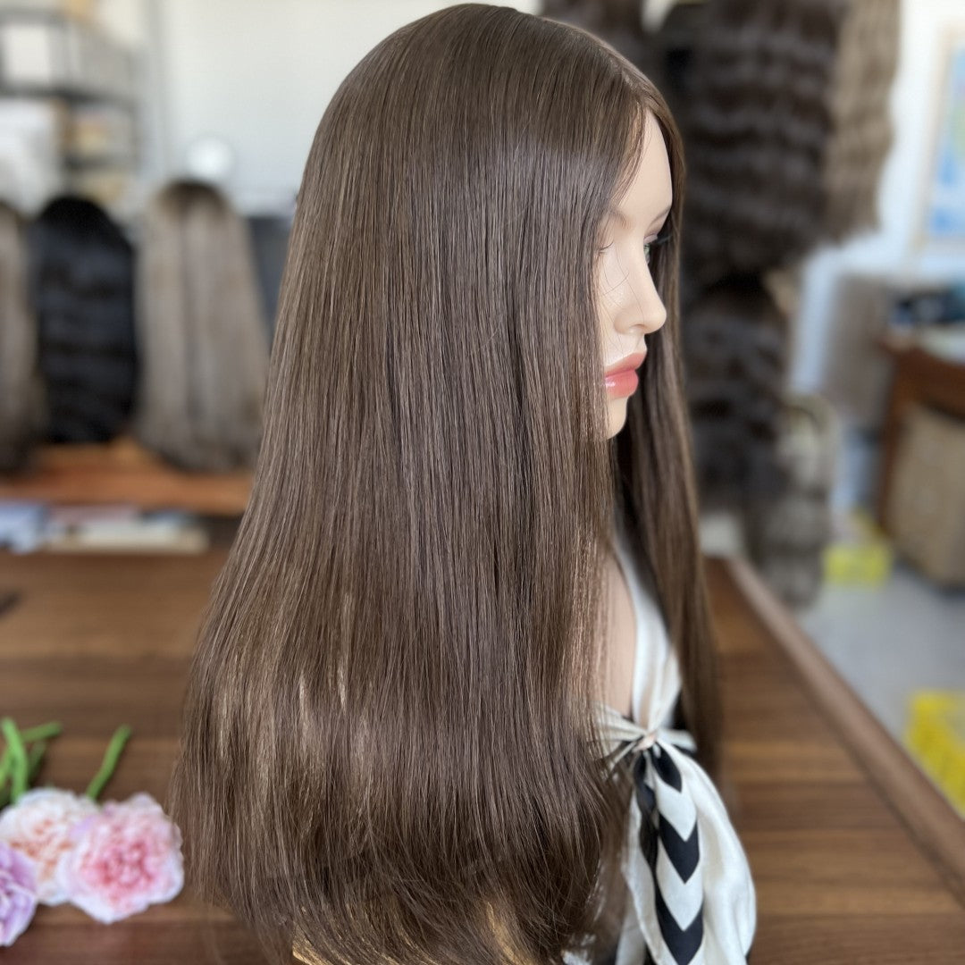Customized Skin Top Wig – European Hair #4 (Medium Brown)
