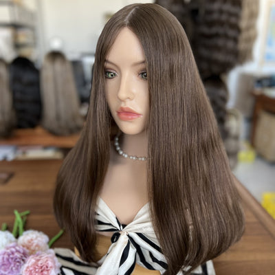 Customized Skin Top Wig – European Hair #4 (Medium Brown)