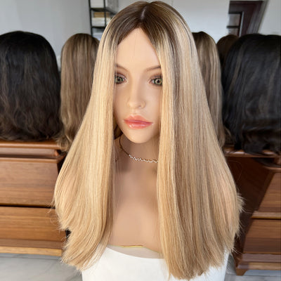 Golden Luxe Silk Top Lace Wig – 20 Inch Virgin Human Hair