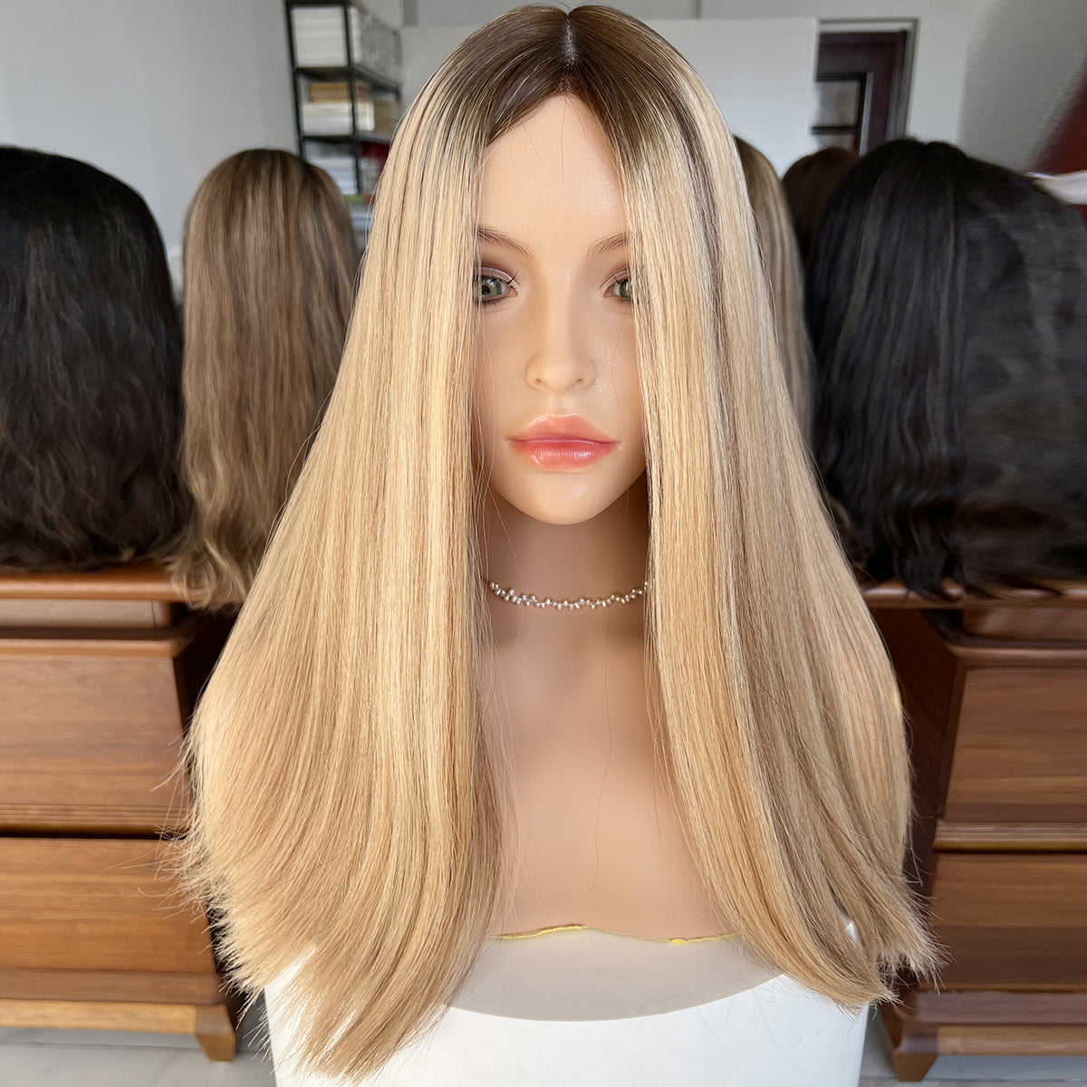 Golden Luxe Silk Top Lace Wig – 20 Inch Virgin Human Hair