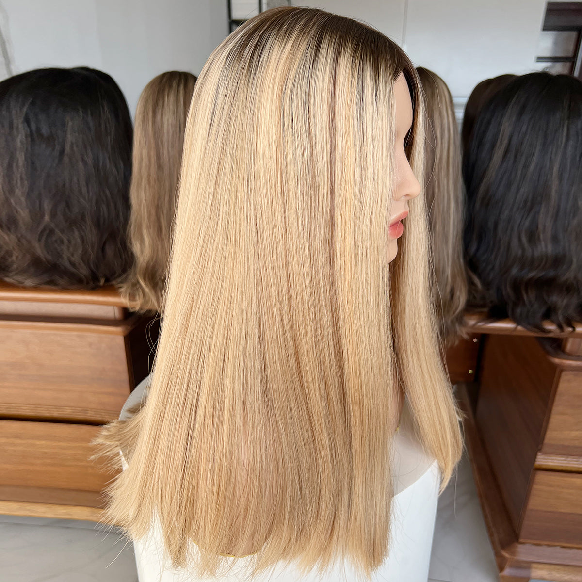 Golden Luxe Silk Top Lace Wig – 20 Inch Virgin Human Hair