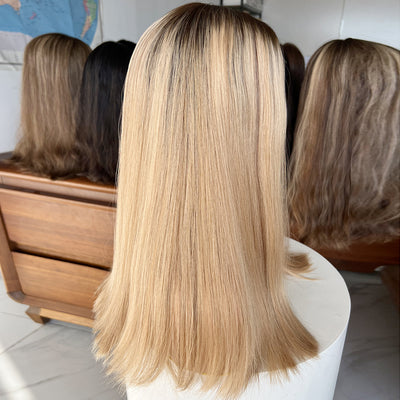 Golden Luxe Silk Top Lace Wig – 20 Inch Virgin Human Hair