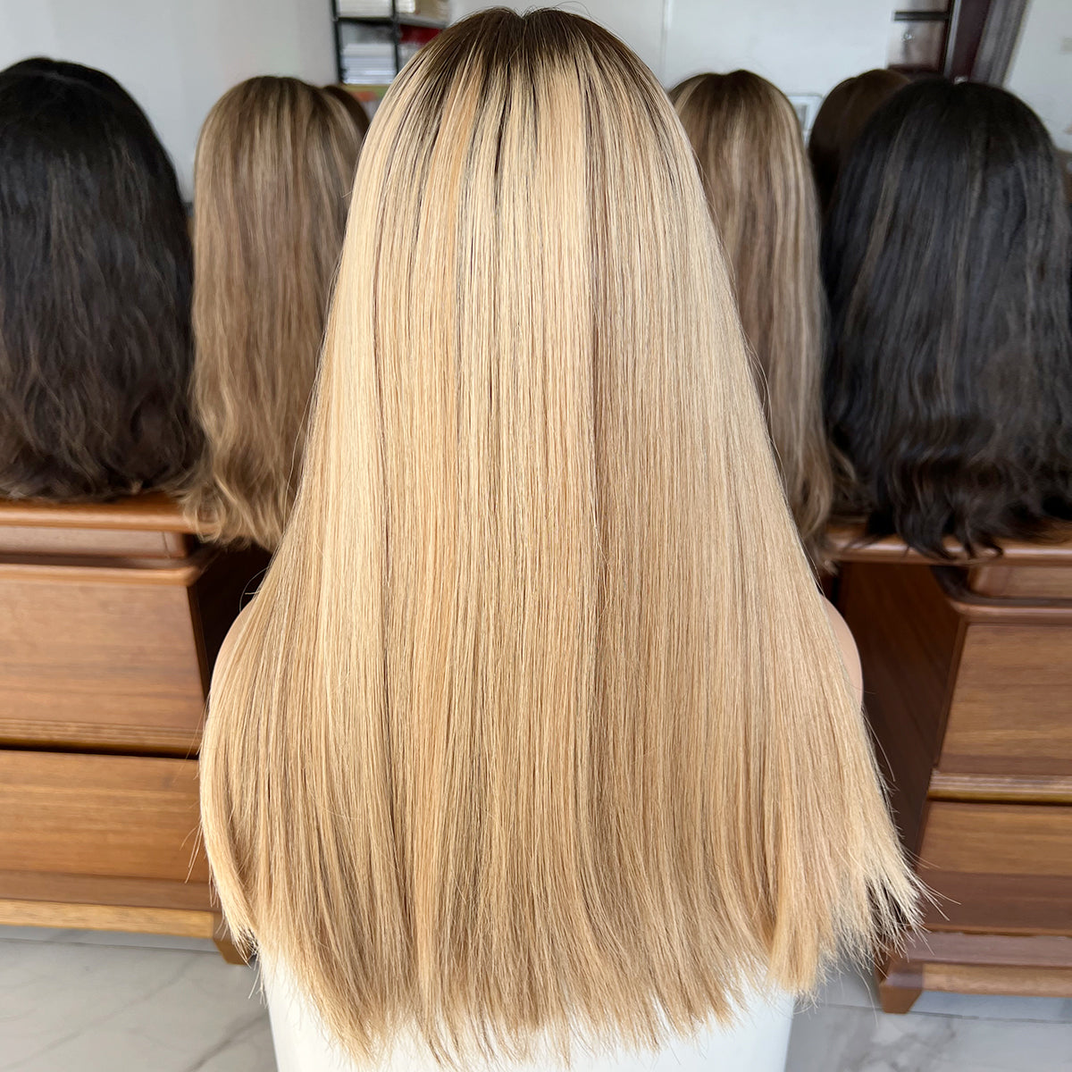 Golden Luxe Silk Top Lace Wig – 20 Inch Virgin Human Hair