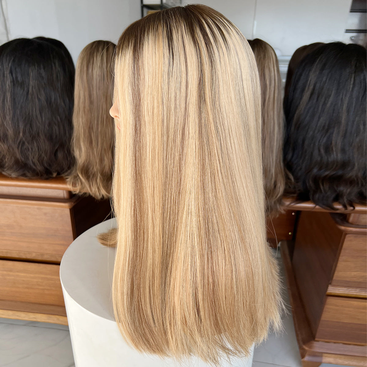 Golden Luxe Silk Top Lace Wig – 20 Inch Virgin Human Hair