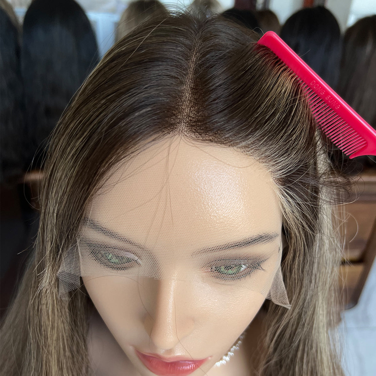 Customized Order Ash Brown Waves Lace Top Wig – 100% Virgin Human Hair