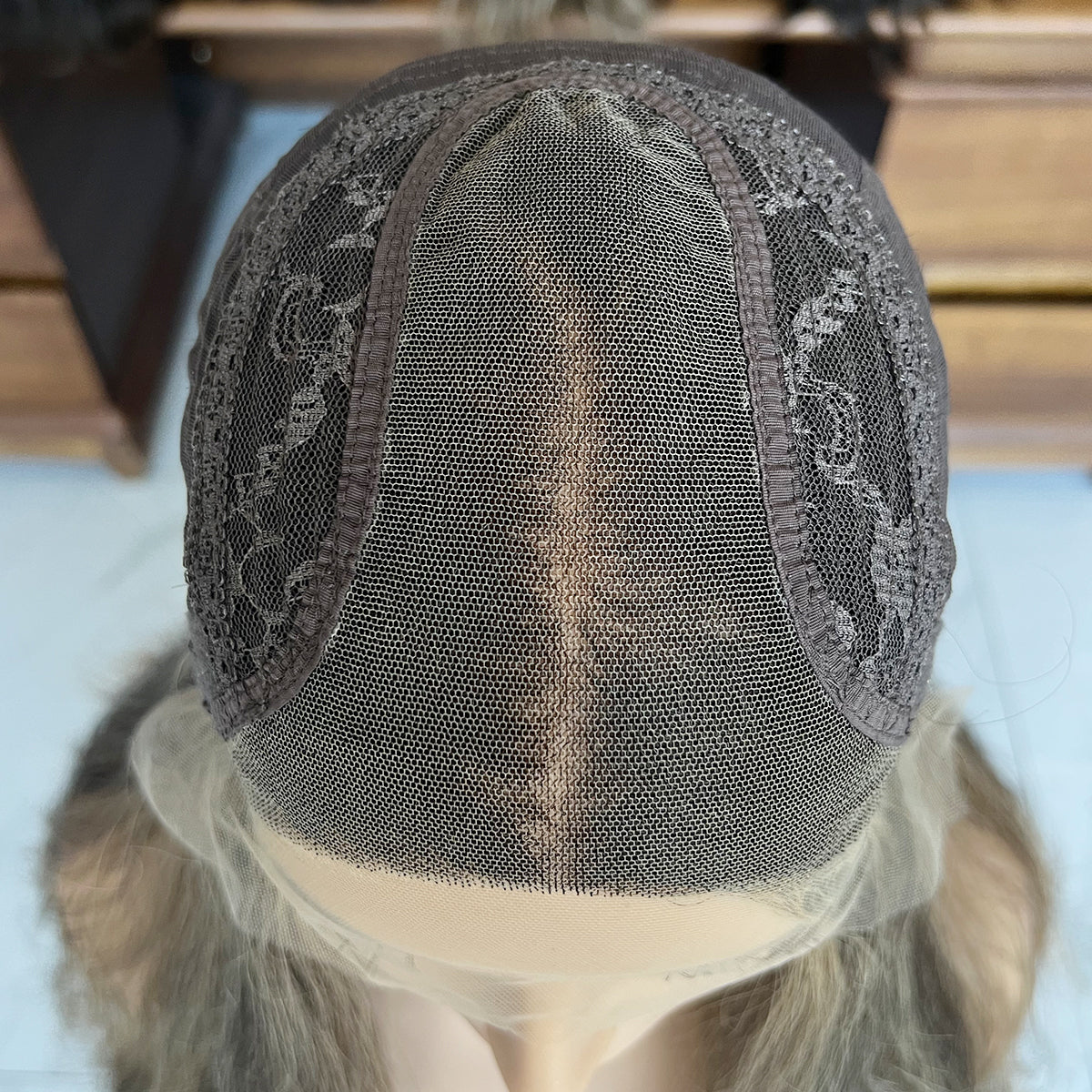 Customized Order Ash Brown Waves Lace Top Wig – 100% Virgin Human Hair