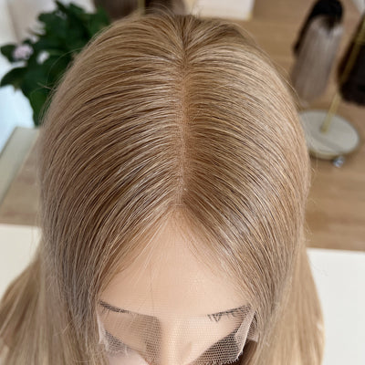 In Stock  Russian Hair Top Lace Wig | Warm Creamy Blond Gradient color