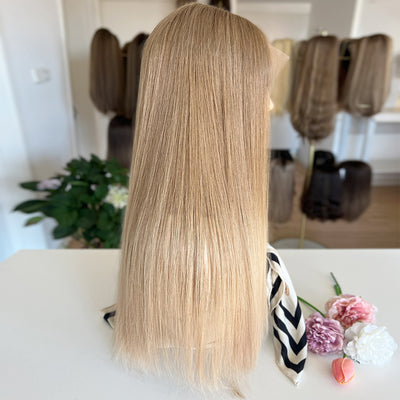 In Stock  Russian Hair Top Lace Wig | Warm Creamy Blond Gradient color