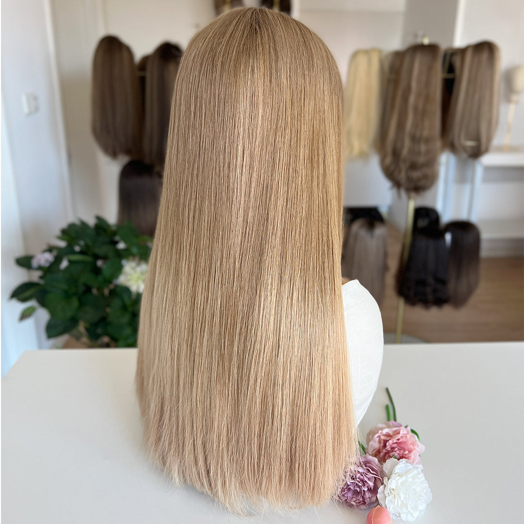 In Stock  Russian Hair Top Lace Wig | Warm Creamy Blond Gradient color