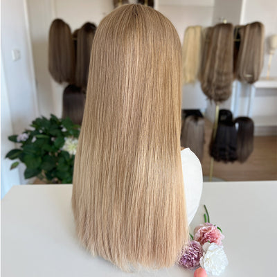 In Stock  Russian Hair Top Lace Wig | Warm Creamy Blond Gradient color