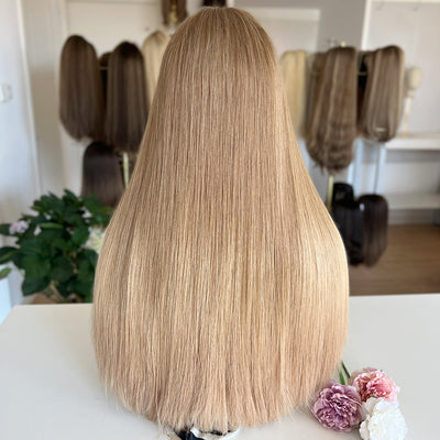 In Stock  Russian Hair Top Lace Wig | Warm Creamy Blond Gradient color