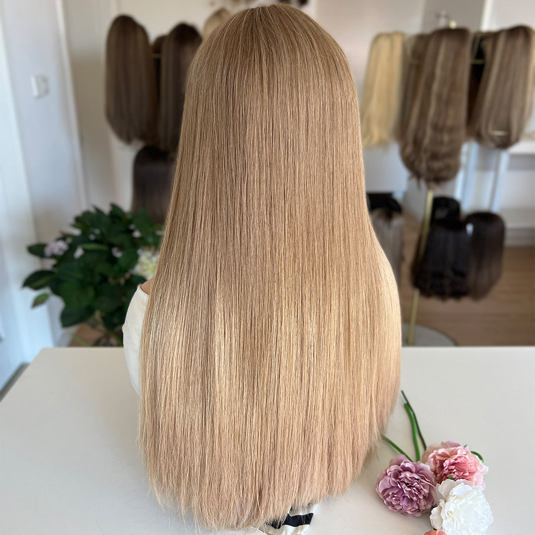 In Stock  Russian Hair Top Lace Wig | Warm Creamy Blond Gradient color
