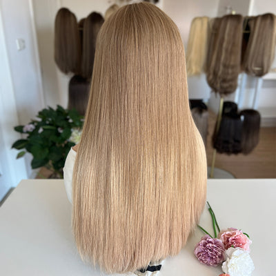 In Stock  Russian Hair Top Lace Wig | Warm Creamy Blond Gradient color