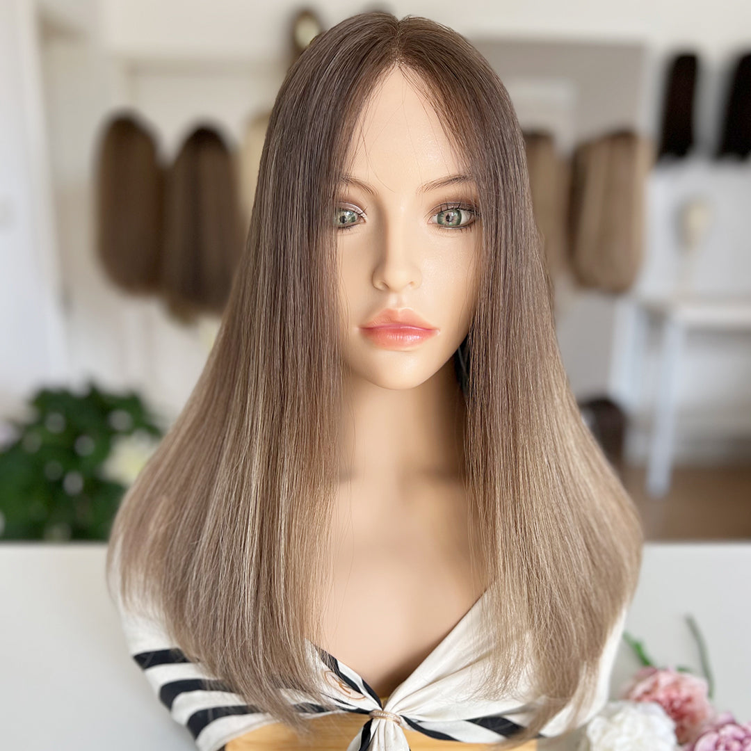 In Stock Top Lace Wig | Ashy Brown to Light Blonde Ombre | Russian Hair