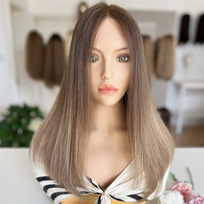 In Stock Top Lace Wig | Ashy Brown to Light Blonde Ombre | Russian Hair