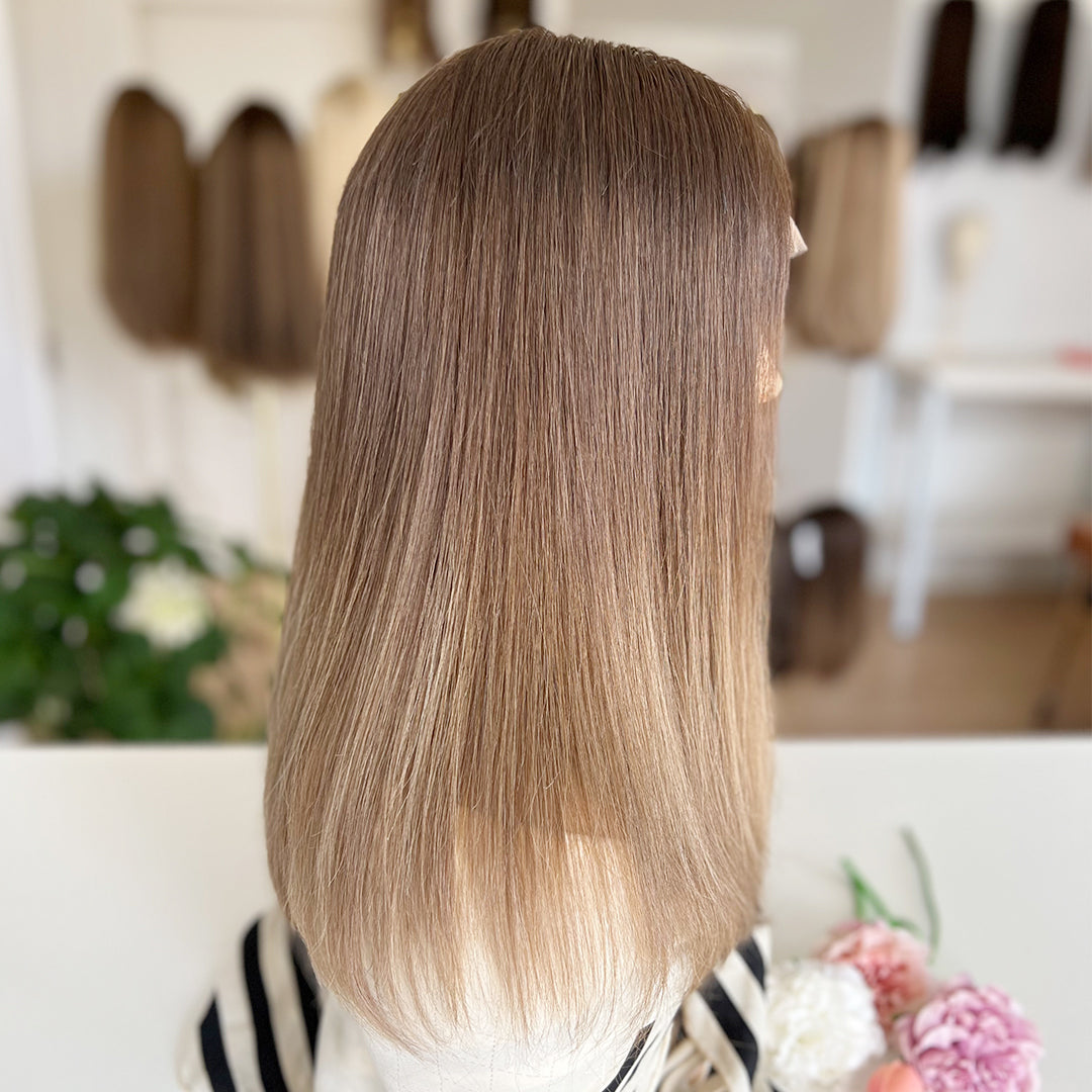 In Stock Top Lace Wig | Ashy Brown to Light Blonde Ombre | Russian Hair