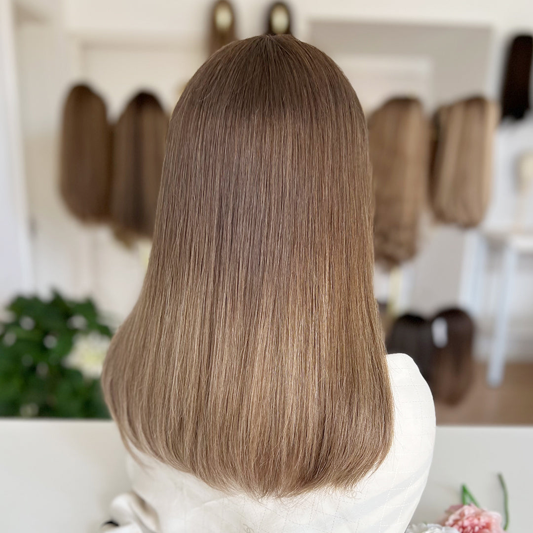 In Stock Top Lace Wig | Ashy Brown to Light Blonde Ombre | Russian Hair
