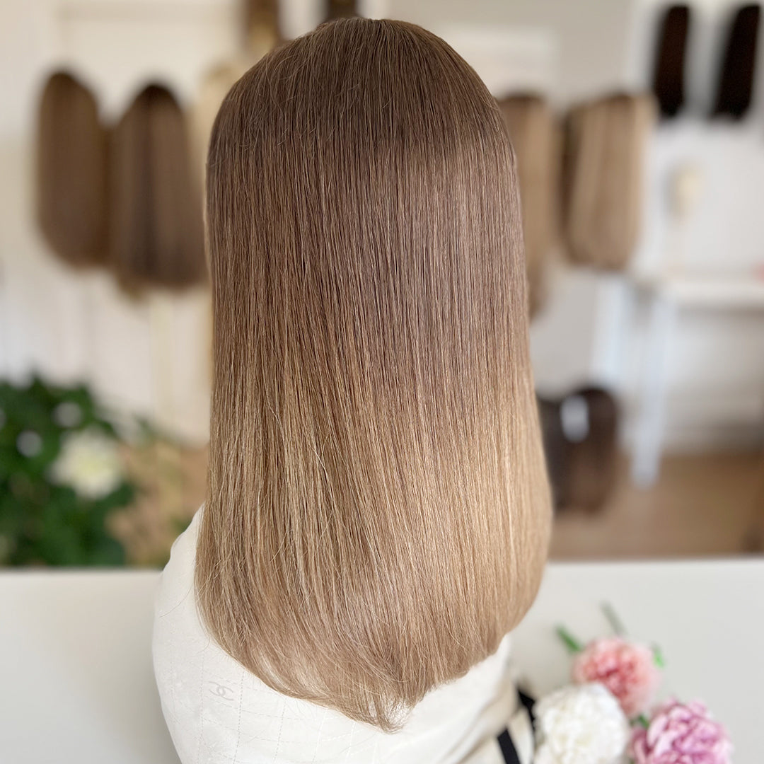 In Stock Top Lace Wig | Ashy Brown to Light Blonde Ombre | Russian Hair