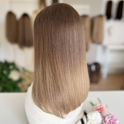In Stock Top Lace Wig | Ashy Brown to Light Blonde Ombre | Russian Hair