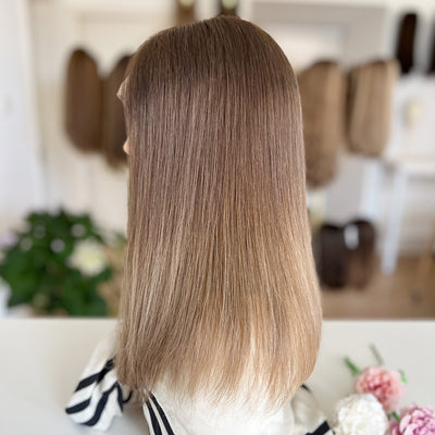 In Stock Top Lace Wig | Ashy Brown to Light Blonde Ombre | Russian Hair