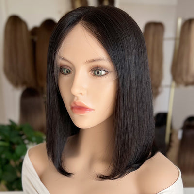 In Stock Top Lace Wig – Natural Black #1B-100% Russian Human Hair