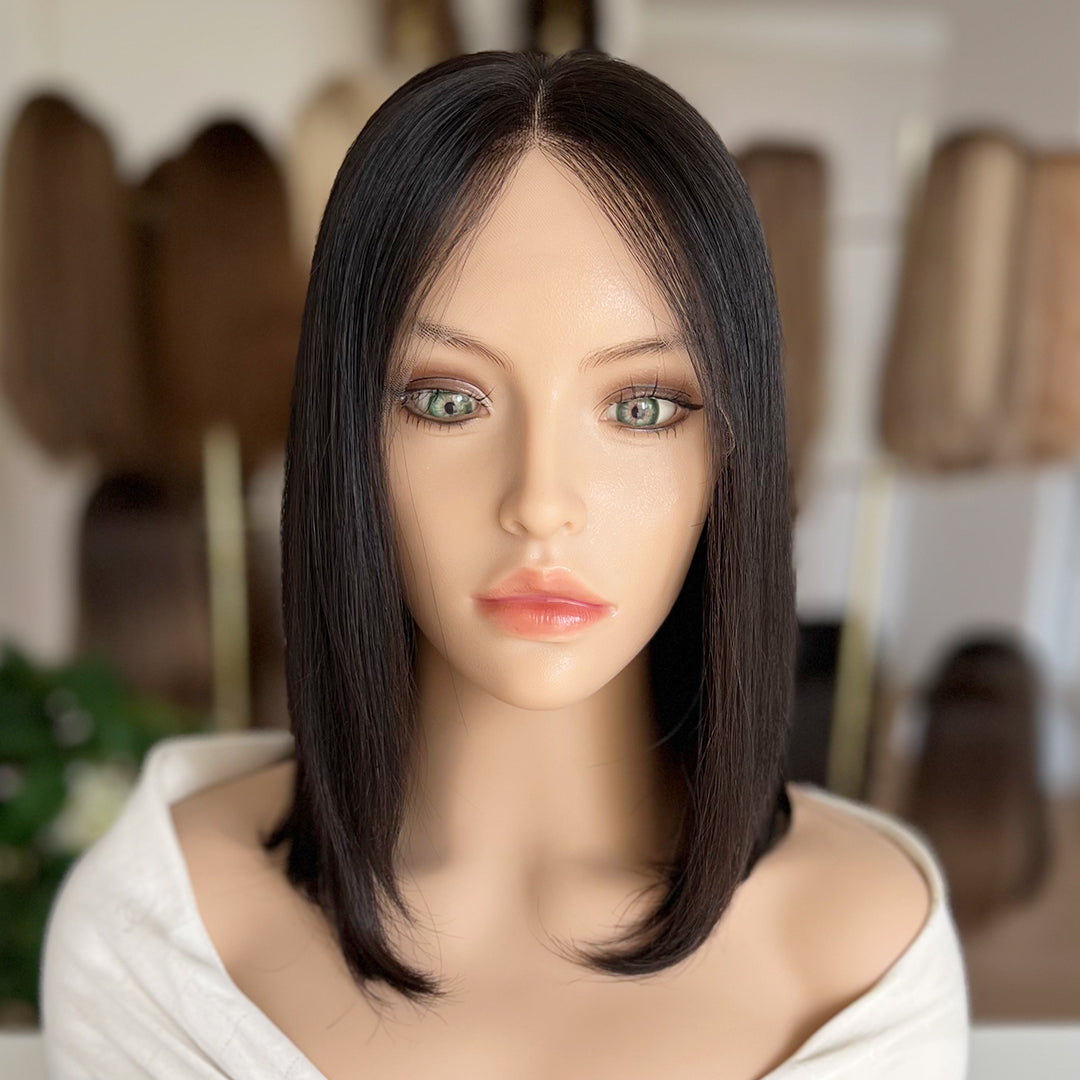 In Stock Top Lace Wig – Natural Black #1B-100% Russian Human Hair