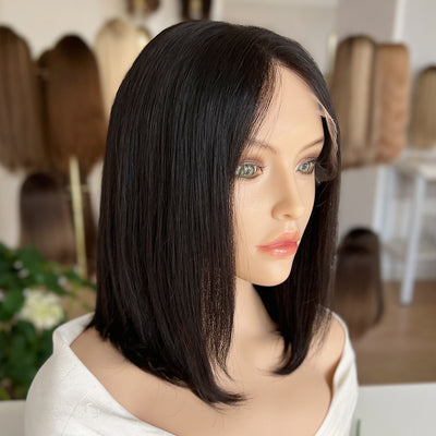 In Stock Top Lace Wig – Natural Black #1B-100% Russian Human Hair