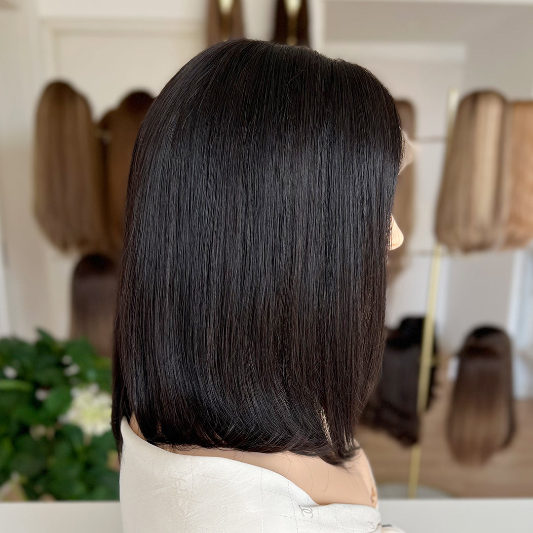 In Stock Top Lace Wig – Natural Black #1B-100% Russian Human Hair