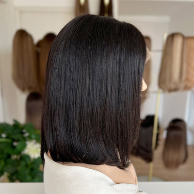 In Stock Top Lace Wig – Natural Black #1B-100% Russian Human Hair