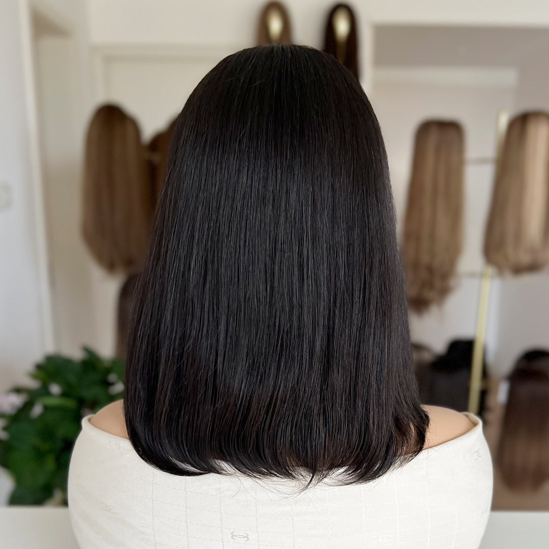 In Stock Top Lace Wig – Natural Black #1B-100% Russian Human Hair