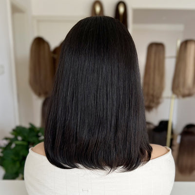 In Stock Top Lace Wig – Natural Black #1B-100% Russian Human Hair