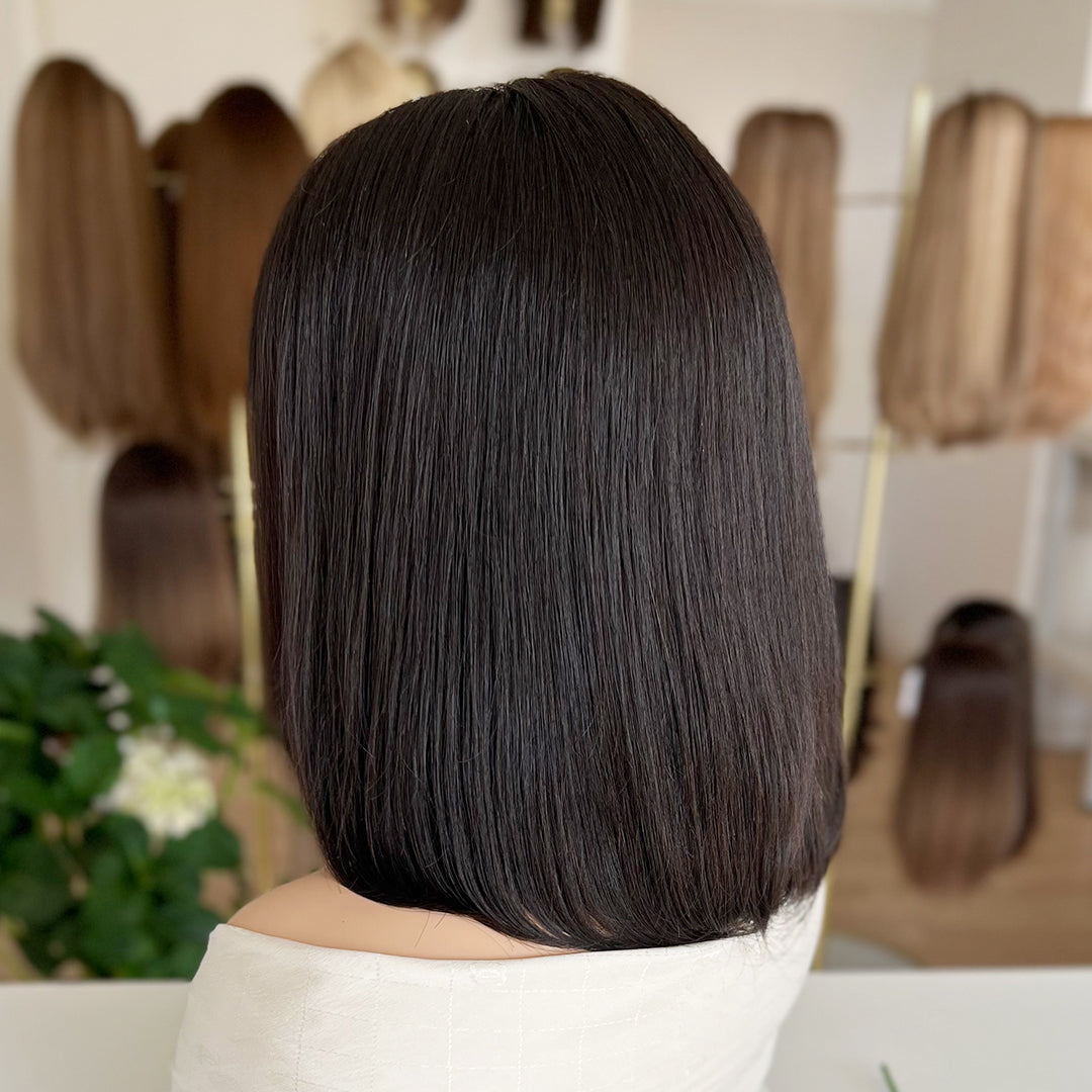 In Stock Top Lace Wig – Natural Black #1B-100% Russian Human Hair