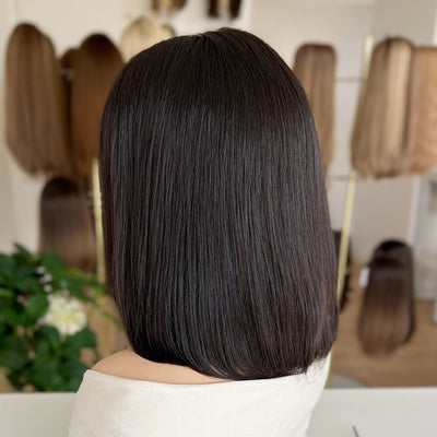 In Stock Top Lace Wig – Natural Black #1B-100% Russian Human Hair