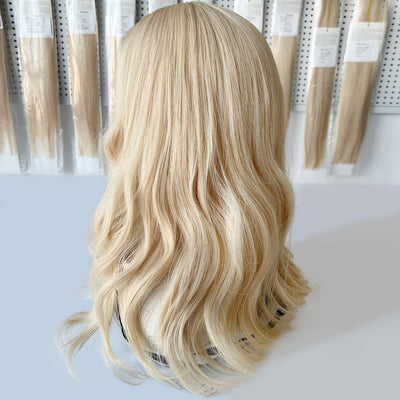 Premium Light Golden Blonde Human Hair Silk Toppers Wholesale Supplier