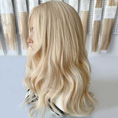 Premium Light Golden Blonde Human Hair Silk Toppers Wholesale Supplier