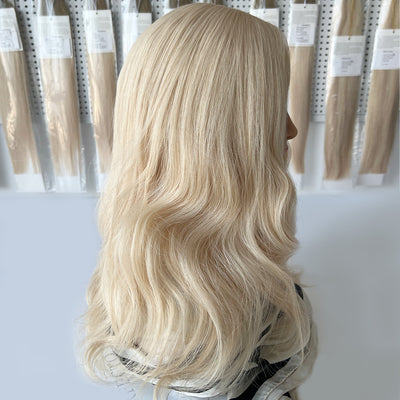 Premium Light Golden Blonde Human Hair Silk Toppers Wholesale Supplier