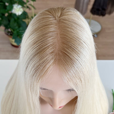 Russian Hair Top Lace Wig | Platinum Blonde Dark Root | Ready to Ship