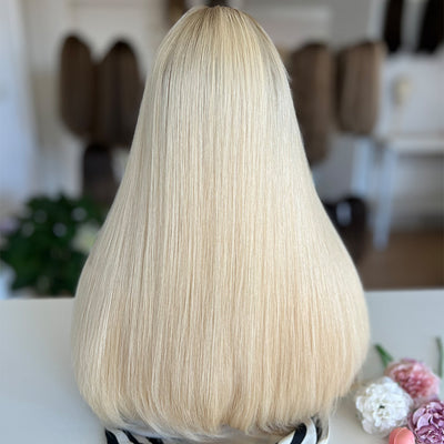 Russian Hair Top Lace Wig | Platinum Blonde Dark Root | Ready to Ship