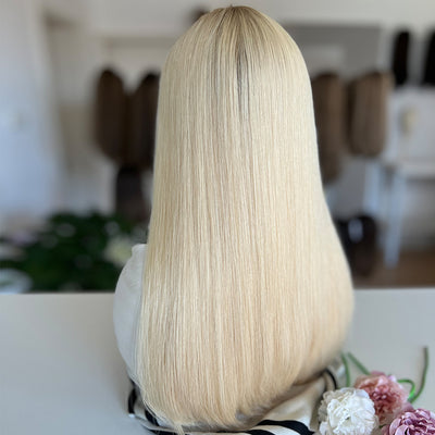 Russian Hair Top Lace Wig | Platinum Blonde Dark Root | Ready to Ship