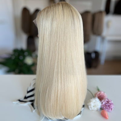 Russian Hair Top Lace Wig | Platinum Blonde Dark Root | Ready to Ship