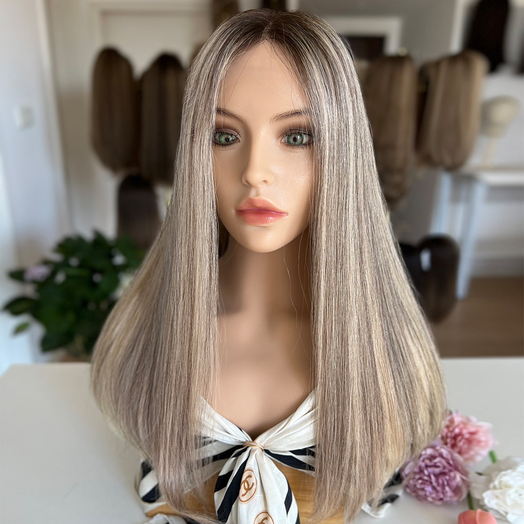 Russian Hair Top Lace Wig – Ashy Beige Blonde Blended- In Stock