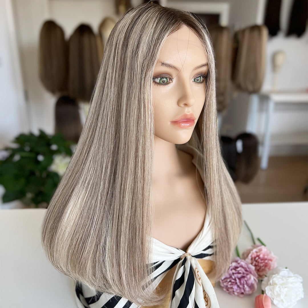 Russian Hair Top Lace Wig – Ashy Beige Blonde Blended- In Stock