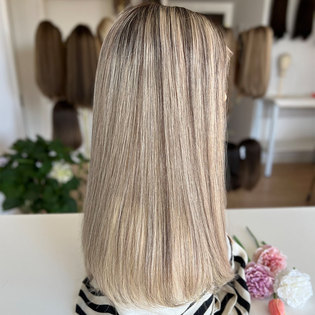Russian Hair Top Lace Wig – Ashy Beige Blonde Blended- In Stock