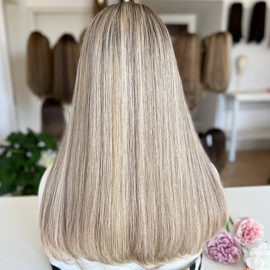 Russian Hair Top Lace Wig – Ashy Beige Blonde Blended- In Stock