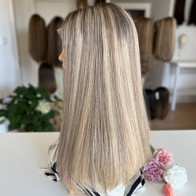 Russian Hair Top Lace Wig – Ashy Beige Blonde Blended- In Stock