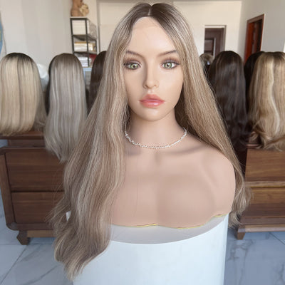 Customized Order Ash Platinum Glow Lace Top Wigs