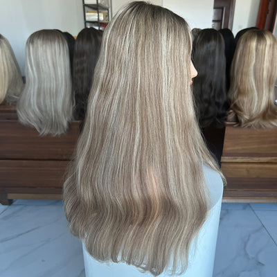 Customized Order Ash Platinum Glow Lace Top Wigs