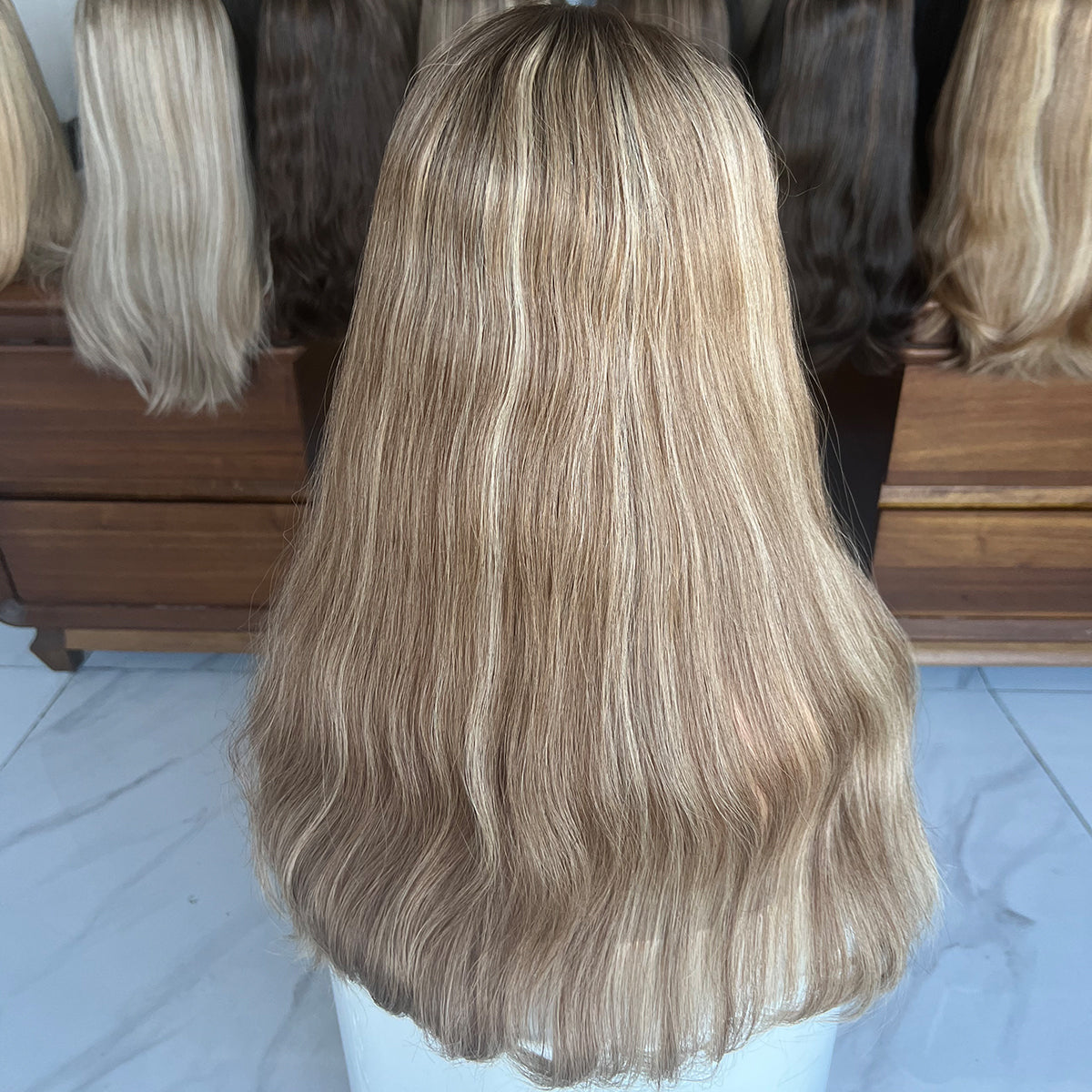 Customized Order Ash Platinum Glow Lace Top Wigs